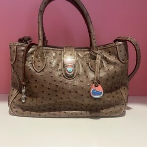 Vintage Dooney & Bourke ostrich taupe purse